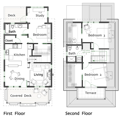 Floor plans for Elderberry Cottage